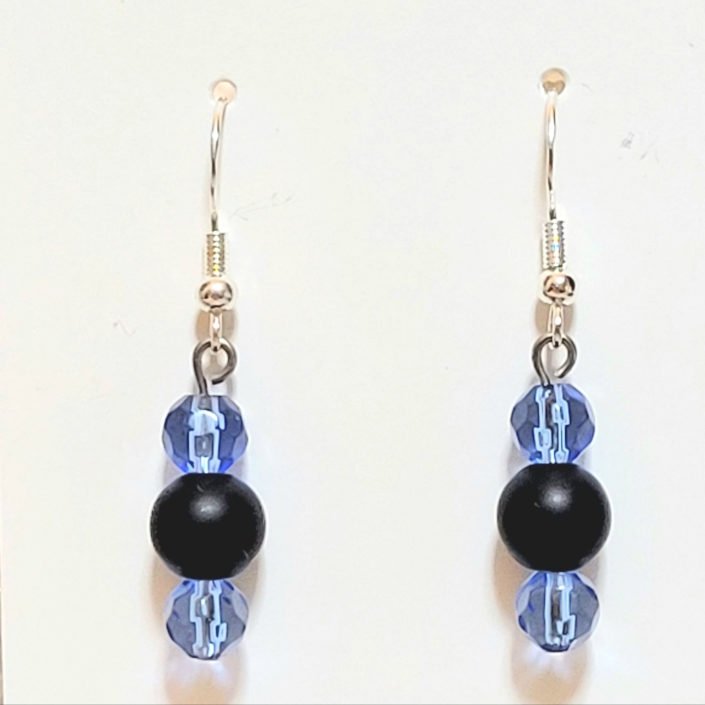 Blue And Black Dangle Earrings